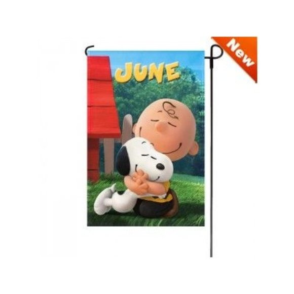 jetmax Accents June Birthday Snoopy Peanuts Gang Garden Flag 2x18